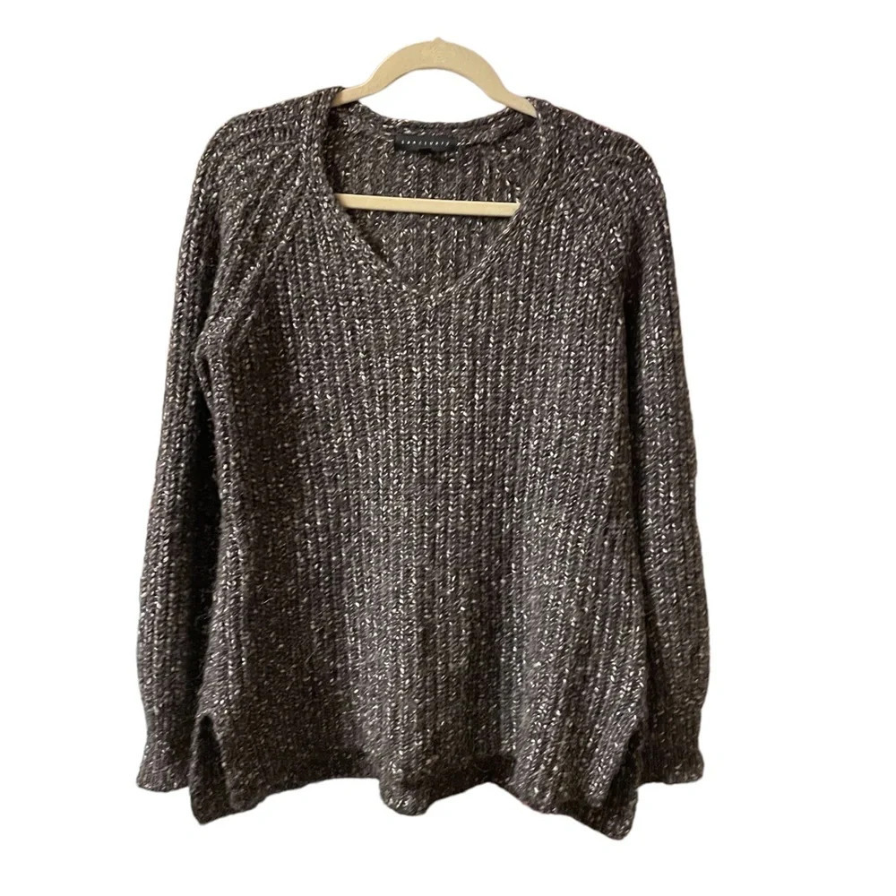 Sanctuary Charcoal Gray Marled Alpaca V-Neck Sweater